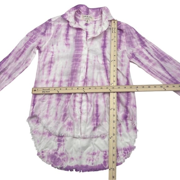 Cloth & Stone Anthropologie XS Tie-Dye Button-Up Shirt Tencel Lyocell Purple - Picture 3 of 5